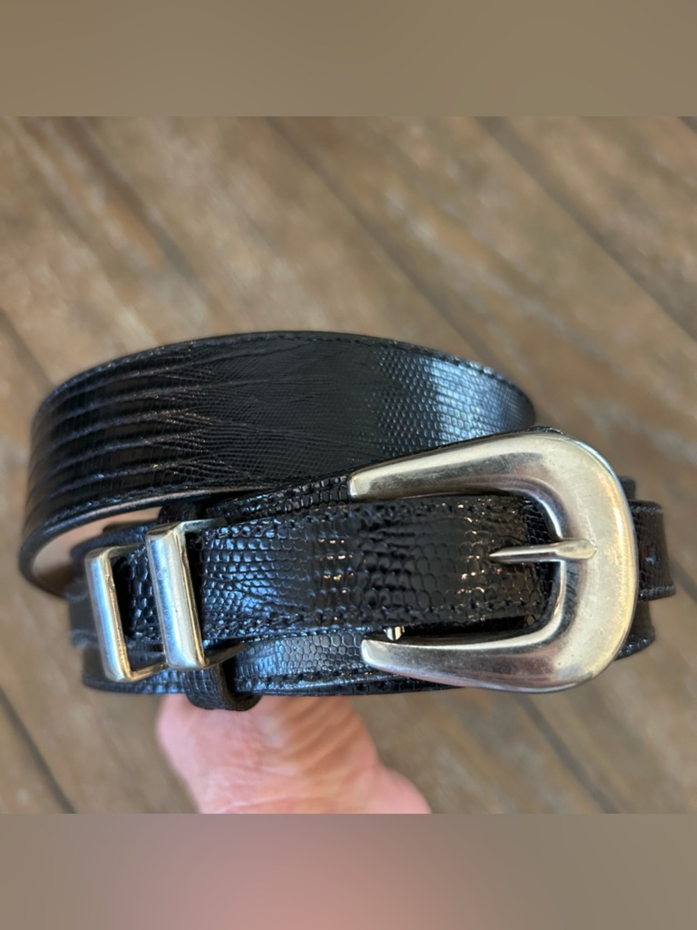 Justin Mens Black Lizard Belt USA Size 32